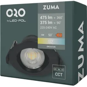 Projetor LED 230VAC 5W 475lm CCT (3000/4500/6500K) orientável Ø85x38mm - preto