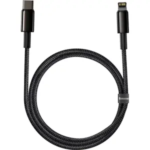 Cabo USB-C ➝ Lightning 20W PD c/ revestimento de nylon e fichas metálicas - preto - 1.0m