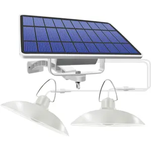 Kit de iluminação LED solar recarregável 5500mAh c/ painel 197x117mm + 2 candeeiros LED 6W