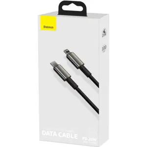Cabo USB-C ➝ Lightning 20W PD c/ revestimento de nylon e fichas metálicas - preto - 1.0m
