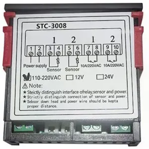 Termostato digital duplo 230VAC (-55..120ºC) c/ besouro e 2 sondas NTC