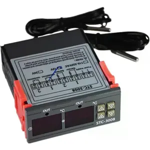 Termostato digital duplo 12VDC (-55..120ºC) c/ besouro e 2 sondas NTC