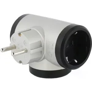 Ficha schuko tripla 230VAC 16A 2P+T com obturador branca