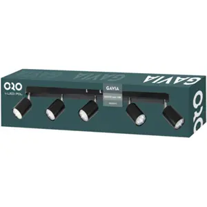 Aplique de parede/tecto p/ 5 lâmpadas LED GU10 10W - Preto