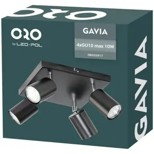 Aplique de pared/techo para 4 lámparas LED GU10 10W - Negro