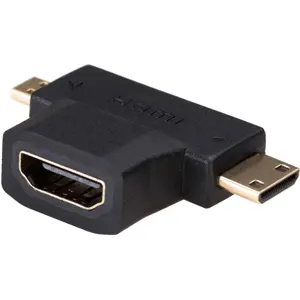 Adaptador HDMI 1.4 hembra p/ micro-HDMI macho + mini-HDMI macho