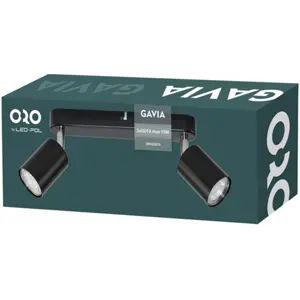 Aplique de parede/tecto p/ 2 lâmpadas LED GU10 10W - Preto