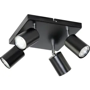 Aplique de pared/techo para 4 lámparas LED GU10 10W - Negro