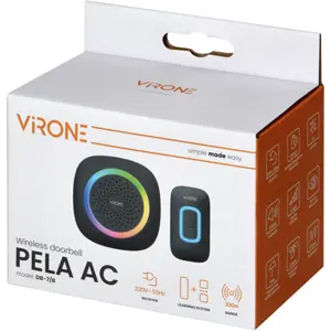 Campainha sem fios 230Vac RGB com 60 melodias - alcance 300m - IP44