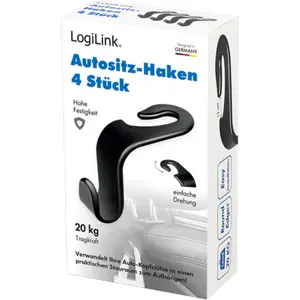 Conjunto de 4 ganchos para asiento de coche - máx. 20kg - negro