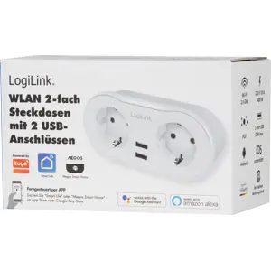 Tomada Schuko dupla c/ 2xUSB-A 2.4A  compatível c/ Tuya