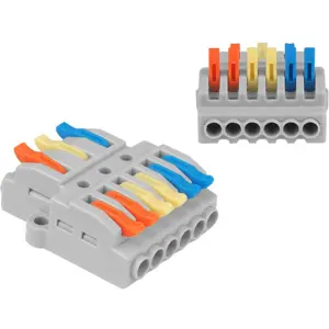 Ligador rápido 3 conexiones Triple (1-a-2) (0.08...4mm²) con patillas