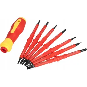 Conjunto de chaves isoladas de eletricista 500V c/ 14 pontas substituíveis