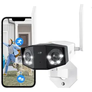 Câmara IP (Wi-Fi / Ethernet) 4K 8MP Visão Panorâmica 180° (2 Lentes) IR 30m e LEDs - IP66