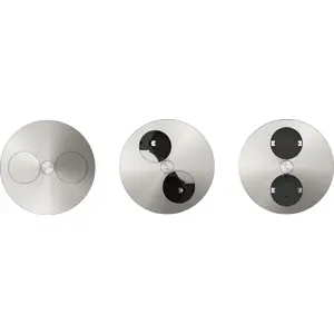Bloco de tomadas de encastrar (Ø105mm) c/ tampa rotativa - 2x Schuko - cabo de 2.0m - Inox