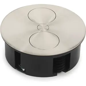 Bloco de tomadas de encastrar (Ø105mm) c/ tampa rotativa - 2x Schuko - cabo de 2.0m - Inox