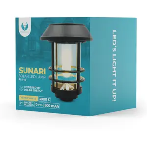 Lanterna LED Solar 3000K IP44 - Preto