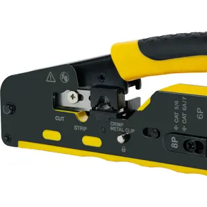 Alicate para cravar fichas RJ11 / RJ12 / RJ45 de tecnologia passante