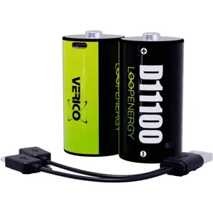 Conjunto de 2 Baterias Li-Ion recarregáveis via USB-C - D 1.5V 11000mWh