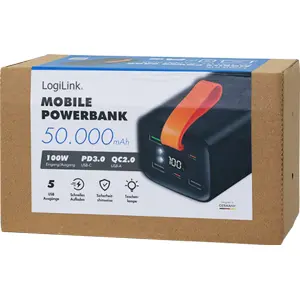 Powerbank 50.000mAh 100W QC/PD 3.0 (2x USB-A + 2x USB-C) c/ ecrã LCD