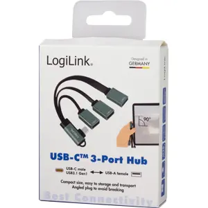 Cabo Hub USB-C 3.1 90º ➝ 3x USB-A fêmea - 150mm