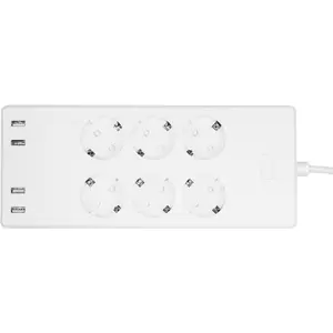 Bloco de 6 tomadas inteligente c/ Wifi + 4x USB c/ cabo 1.8m (compatível c/ Tuya)