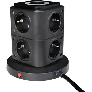 Bloco de tomadas 8x Schuko + 3xUSB-A + carregamento wireless QI 5W - cabo de 2.0m