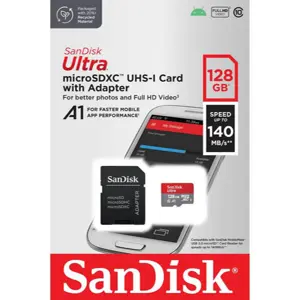 Cartão de memória MicroSDXC 128GB classe 10 UHS-I + adaptador SD