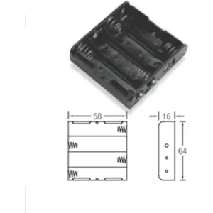 Suporte de pilhas 4xAA em série com fios de 150mm
