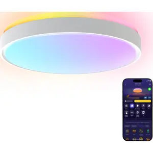 Plafon LED inteligente (Wi-Fi + Matter) RGBWW + RGBICWW 110-240VAC 28W 2700-6500K Ø39cm