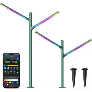 Candeeiro Inteligente p/ Iluminação de Jardim RGBICWW 36W 1100Lm c/ Estaca - IP66