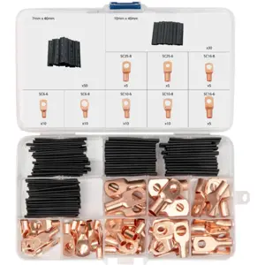 Sortido de terminais olhal em cobre e mangas termo-retrateis [140 pcs]