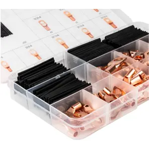 Sortido de terminais olhal em cobre e mangas termo-retrateis [140 pcs]