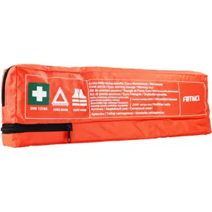 Kit primeiros socorros para veículos DIN13164 c/ Triângulo + Colete - (Marcação CE)