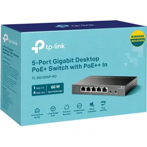 Switch 5P (1×PoE++ In + 4×PoE+ Out) Gigabit 66W