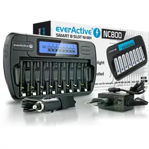 Carregador para 1-8 baterias AA e AAA com LCD