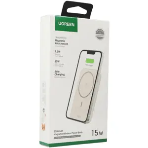 Powerbank c/ carregamento Qi Wireless magnético (MagSafe) 5000mAh USB-C PD 15W - Branco
