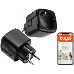 Tomada Inteligente Wi-Fi c/ medidor de consumo 3680W (compatível c/ Tuya) - Preto