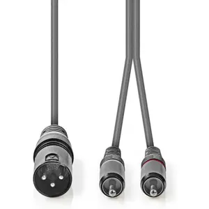 Cabo XLR macho 3pin - 2x RCA macho - 1.5m