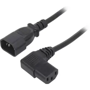 Cabo de alimentação IEC C14 (3 pinos) macho - IEC C13 (3 pinos) 90º fêmea - 1.0m