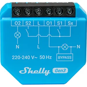 Módulo interruptor para automação Wi-Fi 2 canais 110–240VAC 200+700W - Sem Neutro