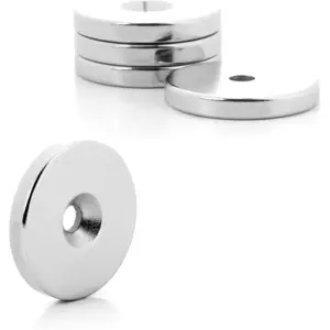 Íman Neodymium (NdFeB) redondo com furo p/ parafuso N35 - Ø27x4mm [Polo Norte]