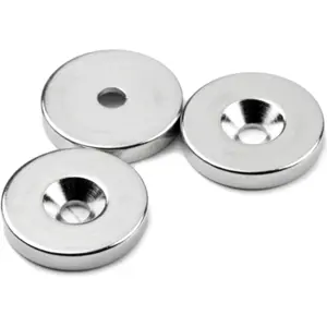 Íman Neodymium (NdFeB) redondo com furo p/ parafuso N35 - Ø23x4mm [Polo Norte]