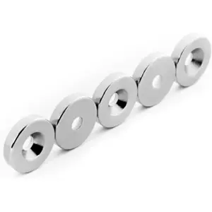 Íman Neodymium (NdFeB) redondo com furo p/ parafuso N35 - Ø18x4mm [Polo Norte]
