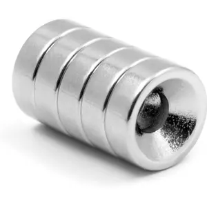Íman Neodymium (NdFeB) redondo com furo p/ parafuso N35 - Ø12x4mm [Polo Norte]