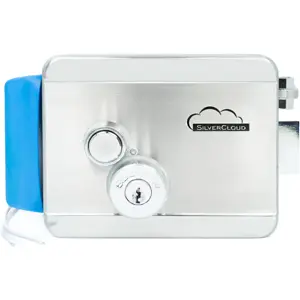 Cerradura electromagnética 12V (izquierda/derecha) c/ botón y doble eje, Fail Secure NO - acero inoxidable