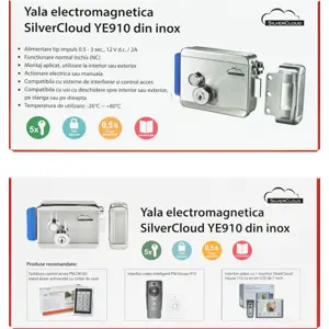 Cerradura electromagnética 12V (izquierda/derecha) c/ botón y doble eje, Fail Secure NO - acero inoxidable
