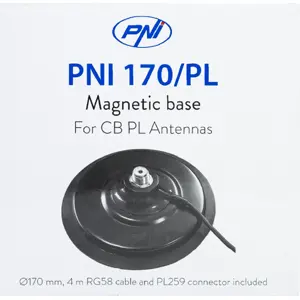 Base magnética c/ rosca PL Ø170mm + Cabo RG58 (c/ PL259) 4m