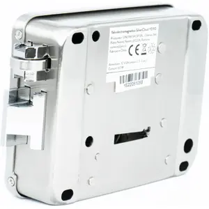 Cerradura electromagnética 12V (izquierda/derecha) c/ botón y doble eje, Fail Secure NO - acero inoxidable