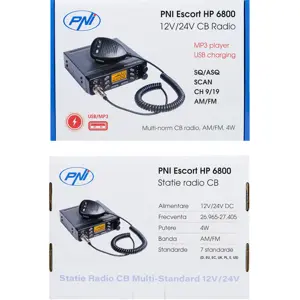 Estação de rádio CB compacta 4W AM-FM 40CH 12-24Vdc (c/ ficha isqueiro)